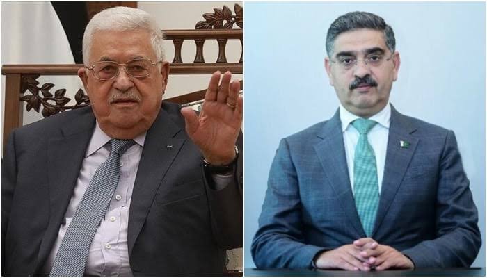 نگراں وزیراعظم کا فلسطینی صدر سے رابطہ، حمایت کی یقین دہانی