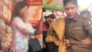 عرب خطاطی کا لباس پہنی خاتون پر انتہا پسندوں کا حملہ، خاتون کو ایس پی نے بچالیا