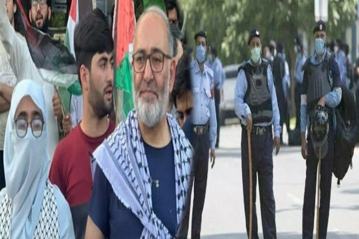 اسلام آباد پریس کلب کے سامنے غزہ کیلئے کیمپ لگانے پر سینیٹر مشتاق احمد کی بیوی، بیٹی اور بیٹا گرفتار