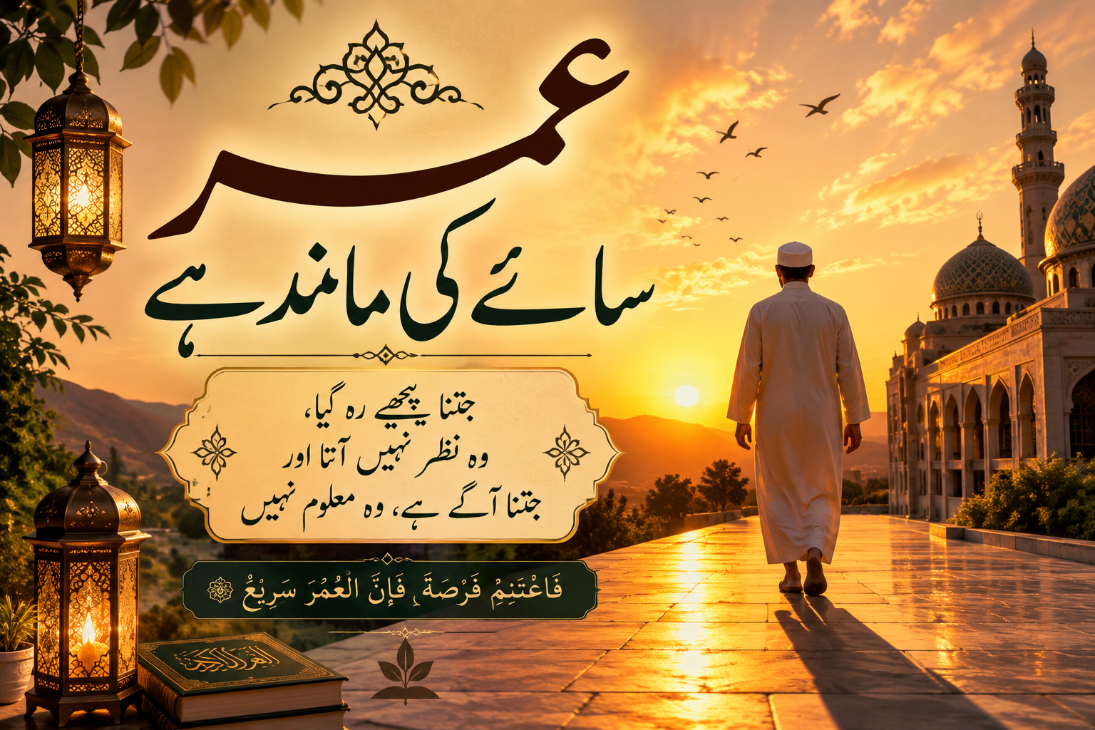 عمر سائے کی مانند ہے<br> <br>شہید رہبر آیت اللہ العظمی امام سید علی حسینی خامنہ ای رضوان اللہ تعالی علیہ