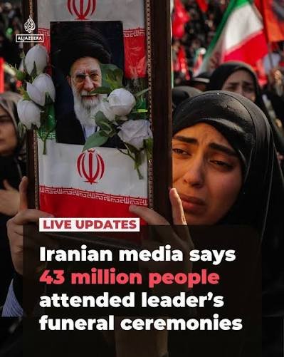 شہید آیت اللہ خامنہ ای کی آخری رسومات میں 4 کروڑ 30 لاکھ افراد کی شرکت