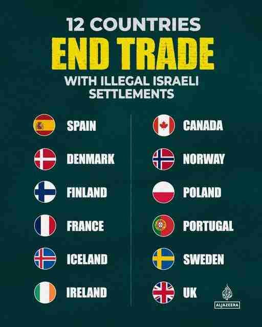برطانیہ اور کینیڈا سمیت 12 ممالک کا اسرائیلی بستیوں سے تجارت پر پابندی کا اعلان